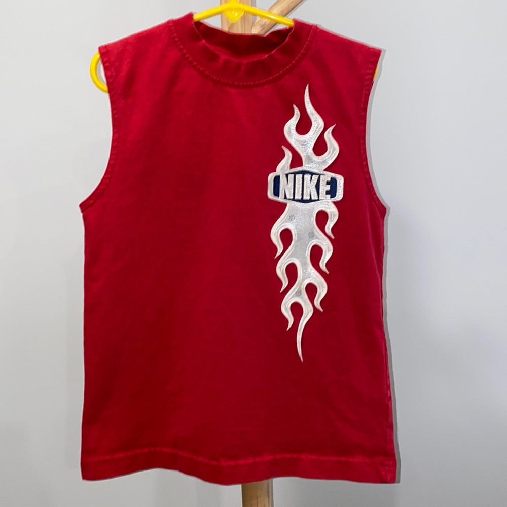 Nike Red Sleeveless Tank with White Flame Logo